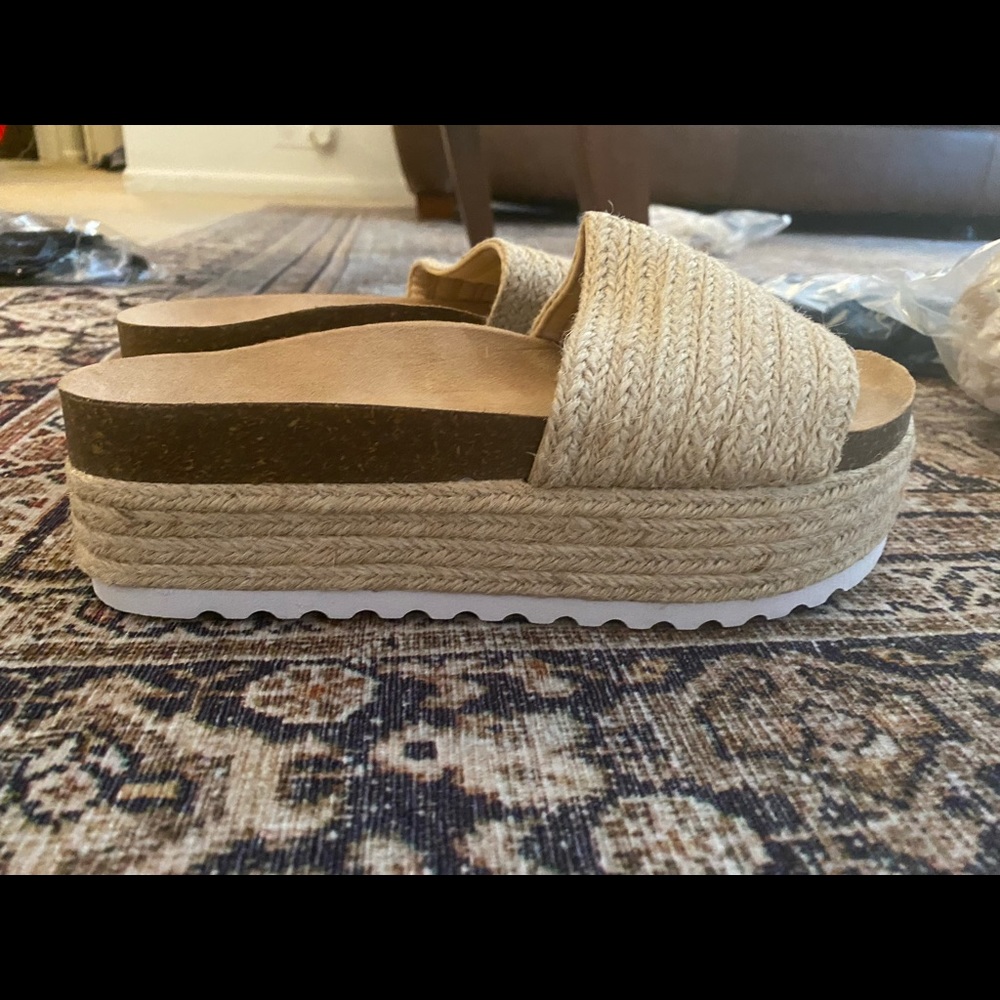 Platform Espadrille Sandal Wedge Sz 8 Nude Beige